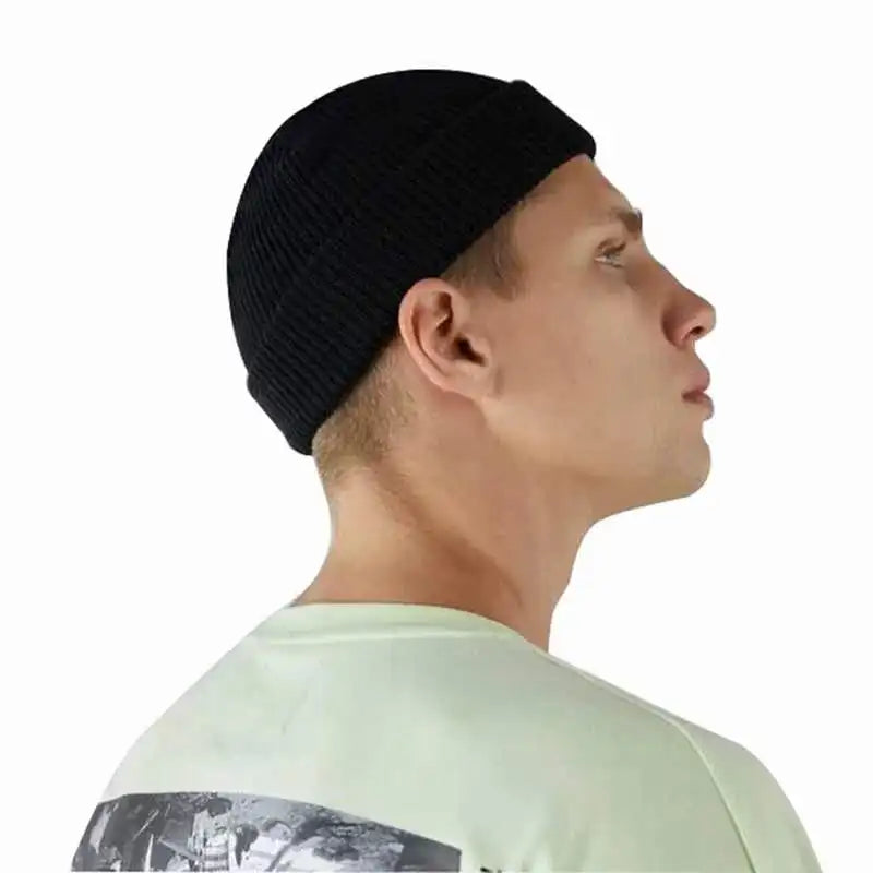 Unisex Autumn Warm Cap New Fashion Men's Beanie Winter Knit Hat Boy Skullcap Sailor Cap Cuffs Retro Navy Short Hat Solid Color