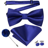 Hi-Tie Luxury Gold Silk Bow Ties for Men Fashion Men's Yellow Bowtie Handkerchief Cufflinks Brooch Set butterfly  Wedding Set