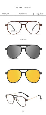 3 In 1 Pure Titanium Women Double Beam Glasses Frame With Polarized Clip On Sunglasses And Night Vision Men Half Rim Eyewear