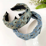 Women Denim Cloth Knotted Headbands Hairbands Headdress INS Fashion Cool Cowboy Wide Head Bands Hair Hoops