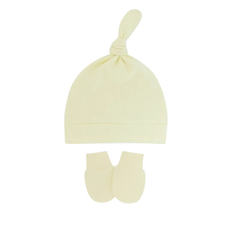 Newborn Baby Hat with Gloves Autumn Winter Warm Cotton Kids Beanies Stuff Children Accessories Infant Nightcap 0-6 Months Babies