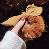 Women Girl Cute Cartoon Hair Scrunchies Panda Cows Cat Rabbit Plush Elastic Hair Bands Sweet Pontail Ties Christmas Accessories