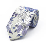 New Chic Floral Tie For Men Women 100% Cotton Beautiful Elegant Flower Necktie White Blue Narrow Skinny Wedding Casual Cravat