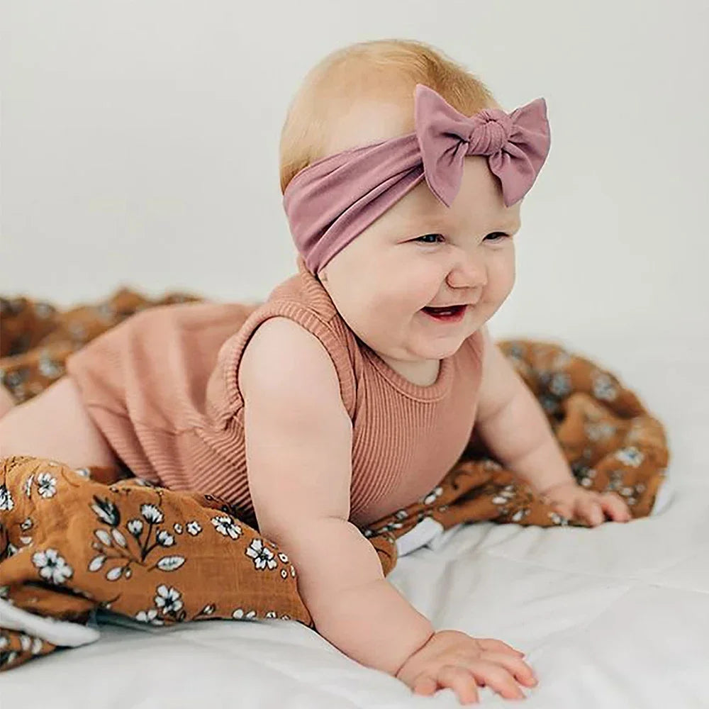 1Pc Baby Nylon Headscarf Astique Suitable Newborn Girl Flower Handmade Headband Elastic Hairband Turban Toddler Hair Accessories