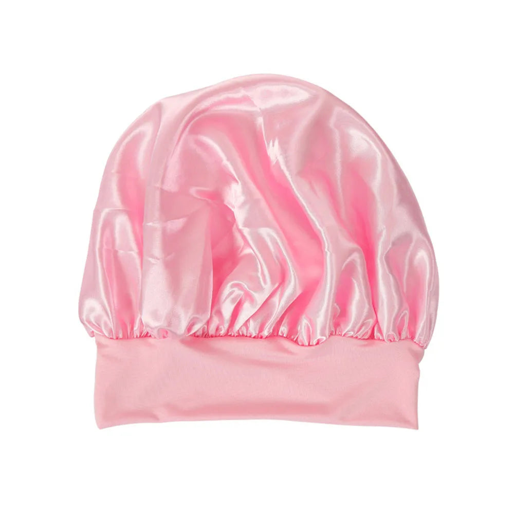 Newly Satin Night Hair Cap Women's Solid Sleeping Hat Sleep Care Bonnet Nightcap For Women Unisex Cap