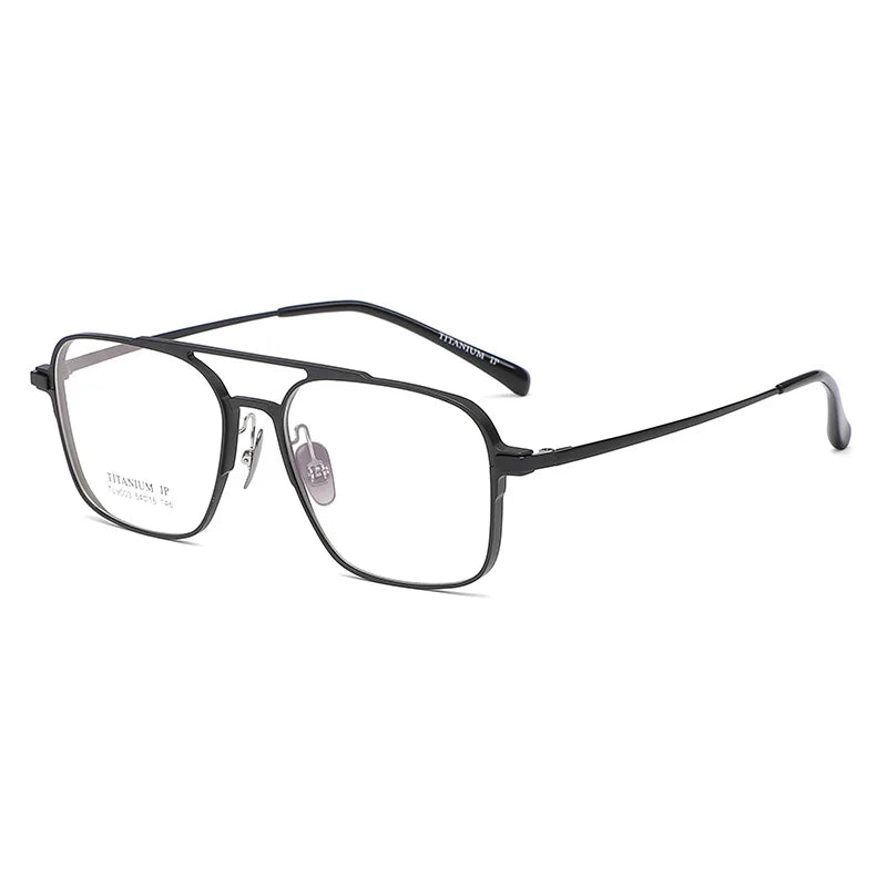 Light Pure Titanium Frames Retro Polygon Spectacle Pilot Ultra Double Bridge Customized Optical Prescription Eyeglasses Man