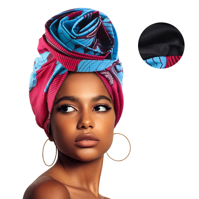 African Printed Satin-lined Turban Hat Women Fashion Dished Flower Hat All Kinds Of Popular Multifunction Wrap Head Ethnic Caps