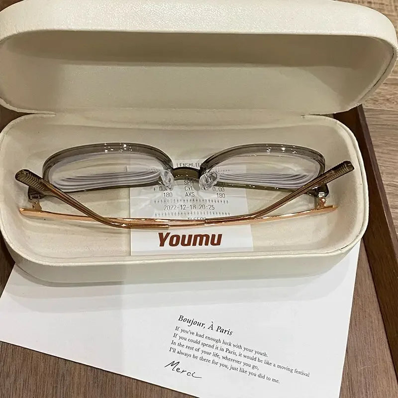 0 ~ -6.0 Myopia Glasses  Blue Light Resistant Flat Glasses Oval Resin Lenses Men Computer Optical Eyeglasses Unisex
