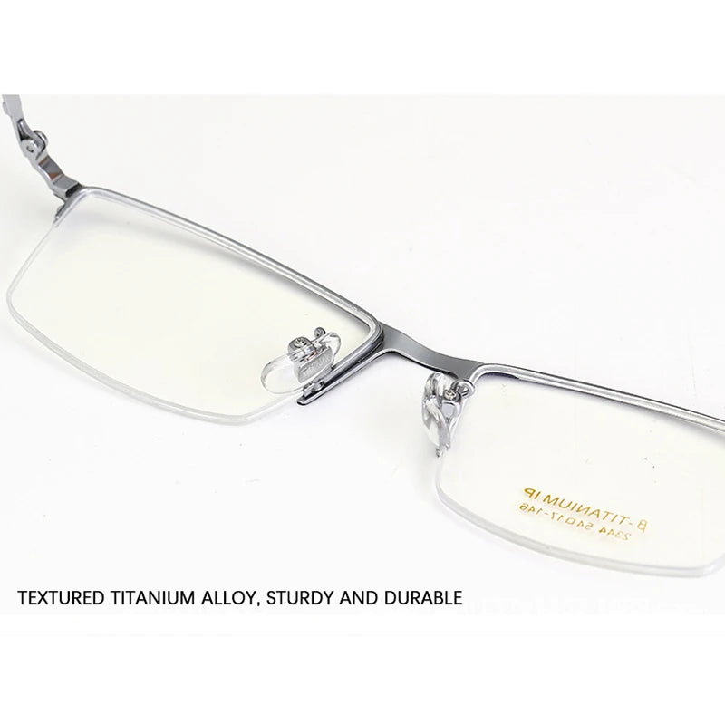 2023 New Titanium Half Frame Glasses Business Square Eyeglass Frames Myopia Hyperopia Prescription Eyeglasses Eyewear