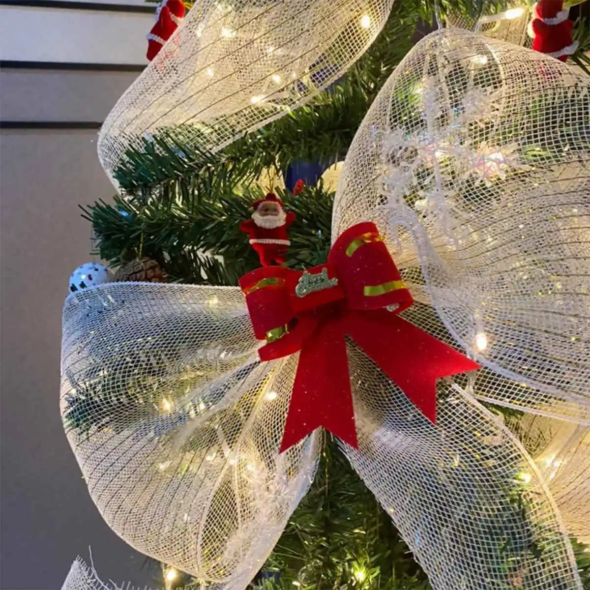 2023 Christmas Crystal Gauze Ribbons Christmas Tree Decorations for Home Door Navidad Noel Kerst Gifts Happy New Year 2024