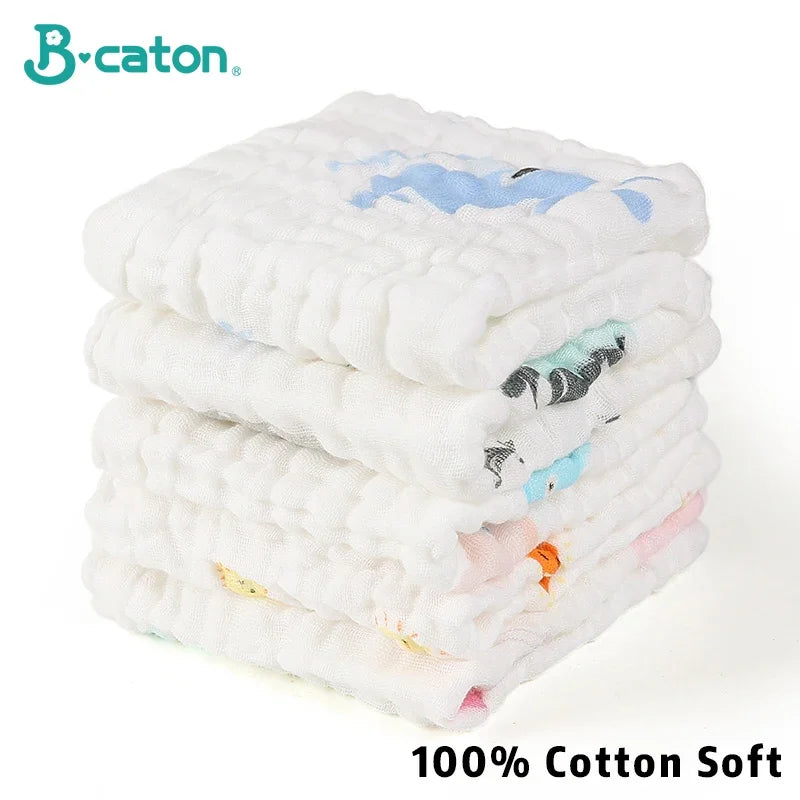 5PCS Baby Bath Towel 100% Cotton Muslin Squares 6 Layers Gauze Kid Facecloth Face Wash Wipe Hand Soft Newborn Stuff Handkerchief