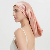 Luxury Comfortable Solid100% Real Silk Long Nightcap Hair Care Perm Beauty Sleeping Hat