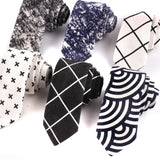 New Floral Print Necktie For Men Casual Cotton Linen Ties Plaid Slim Tie Male Suits Skinny Neck Tie For Wedding Business Gravats