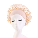 Newly Women's Satin Solid Sleeping Hat Night Hair Care Bonnet Nightcap For Women Men Unisex Cap