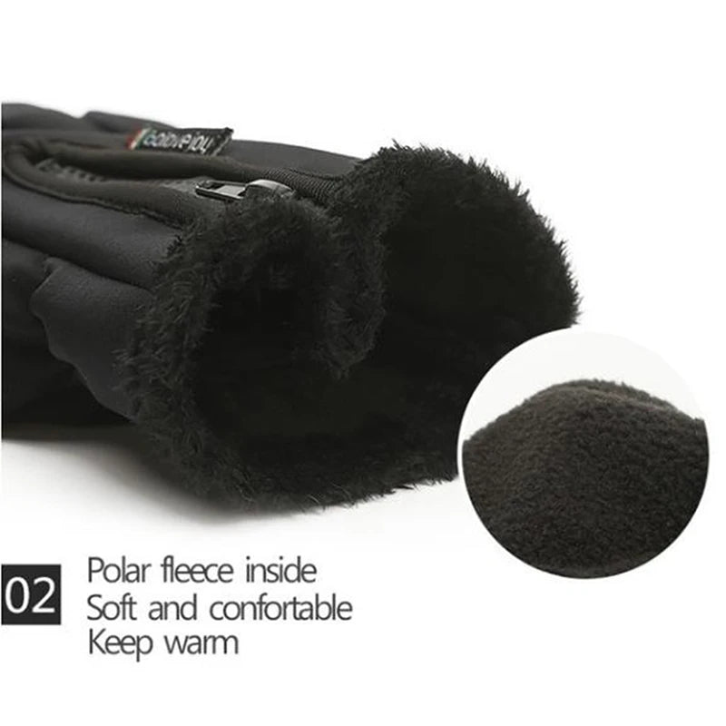 Motorcycle Gloves Winter Thermal Fleece Lined Winter Water Resistant Skin-friendly Touch Screen Outdoor Moto Riding Ski Gloves