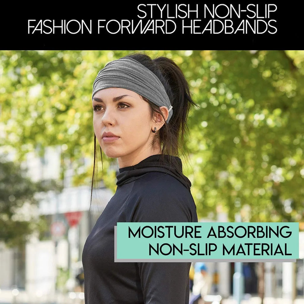 Wide Elastic Headband Hairband Pilates Yoga Fitness Running Cycling Sweatband Turban Makeup Hair Hoop Makeup Headwrap For Women