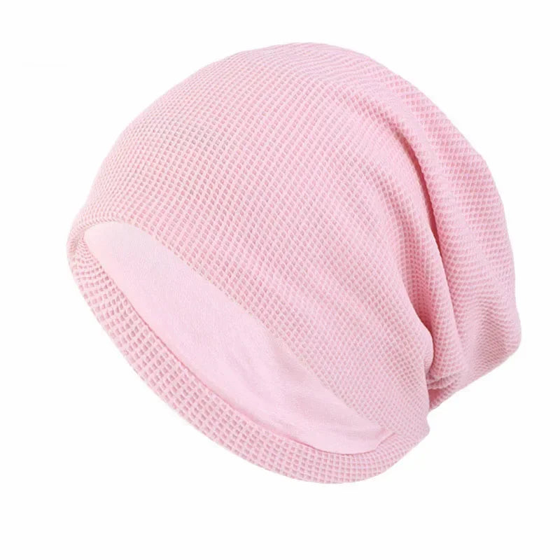Women Men Sleeping Hat Baggy Beanie Satin Lined Night Unisex Sleep Cap Hair Care Bonnet Hair Loss Nightcap Pullover Hat Headwear