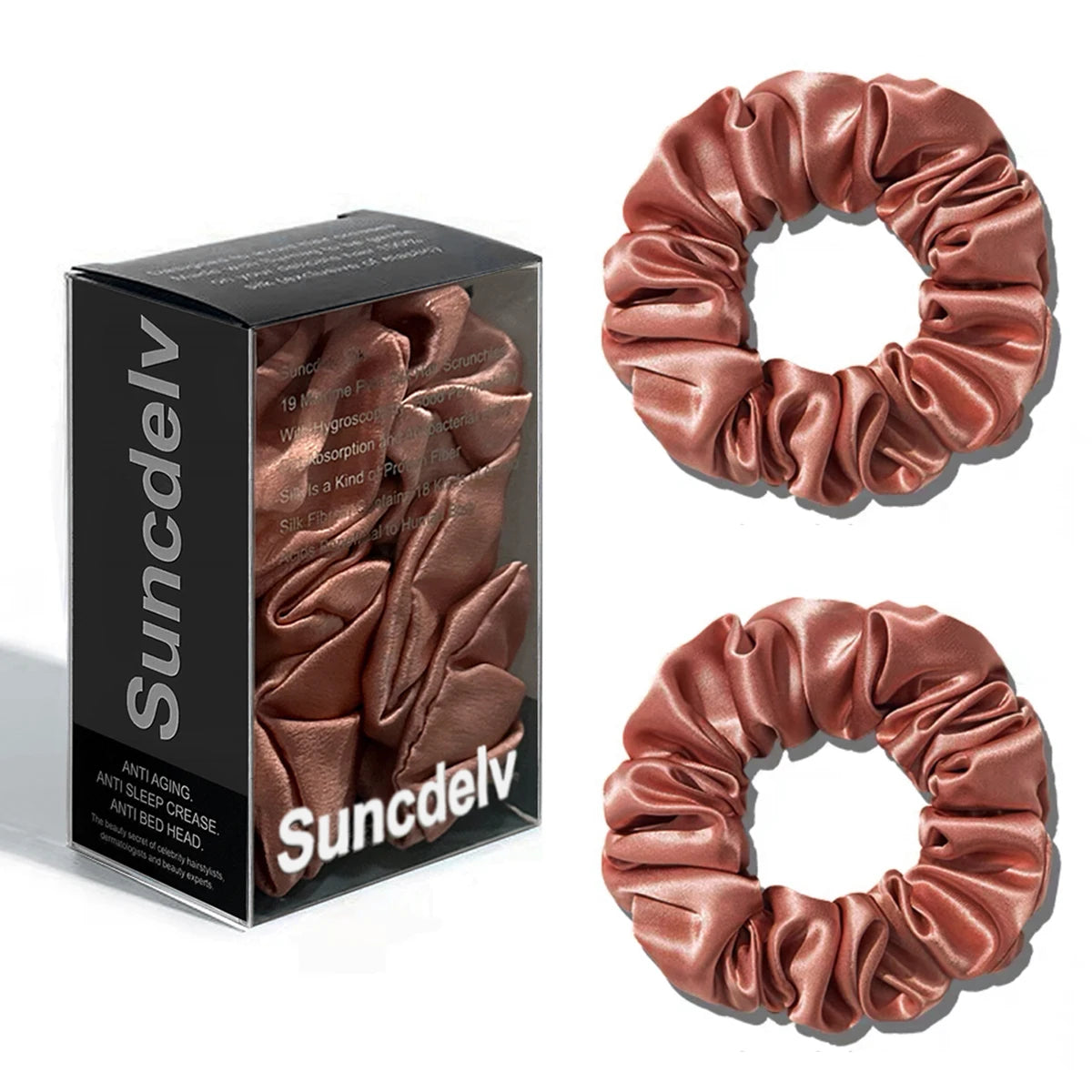 2PCS 3.5CM Mulberry Silk Scrunchies Women Grils Hair Ties for Hair Sleep No Damage Hairband Curly Hair Elastics Ponytail Holder