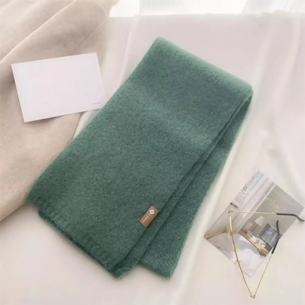 Cashmere-like Scarf Wool Blend Scarf Cozy Knitted Unisex Fall Winter Scarf for Women Men Thickened Solid Color Warm for Weather