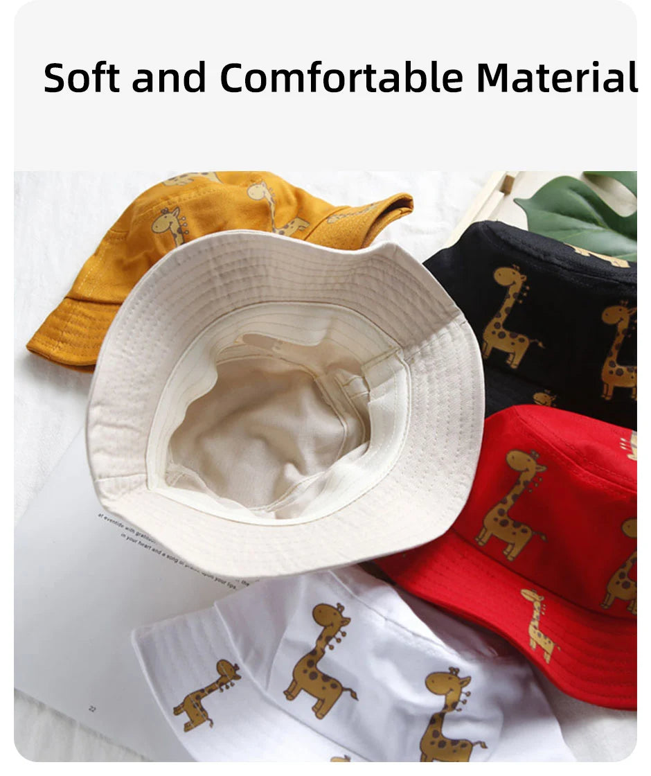 Cartoon Giraffe Baby Bucket Cap Outdoor Beach Children Sun Hat Kids Panama Cap Baby Boys Girls Cap