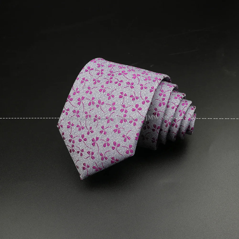 New Design Wedding Men Tie Purple Solid Striped Paisley Flower Neckties Men Business Dropshipping Groom Collar Accessories Gift