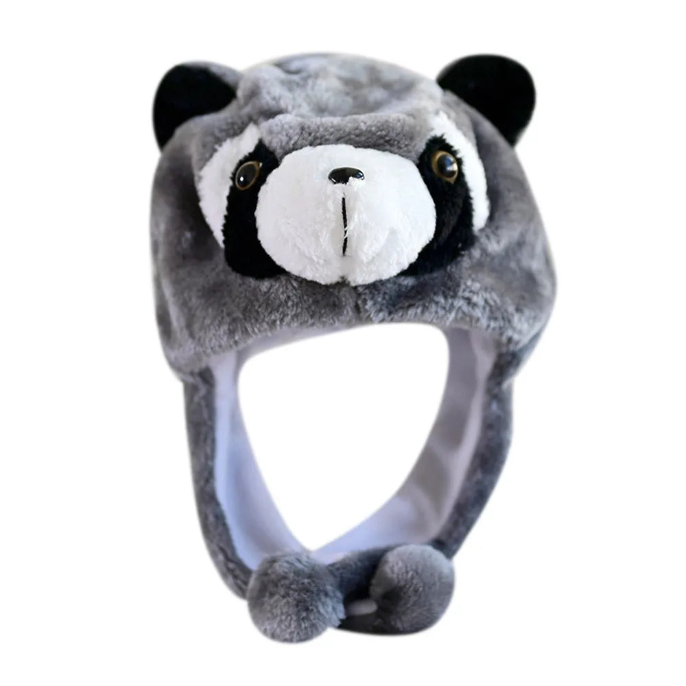 Ear Protection Cartoon Plush Moving Hat Animal Neck Warmer Movable Ears Airbag Cap Animal Earflap Hat Cosplay Party