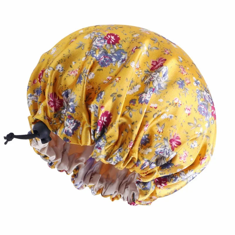 Kids Girls Sleep Cap Floral Print Hair Bonnet Satin Night Sleep Hat Turban Sleeping Hat Children Hair Care Bonnet Nightcap Caps