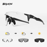 SCVCN UV400 Photochromic Cycling Glasss Sports Running Sunglasses Men Outdoor Drving Bicycle Goggles MTB Eyewear 1 Lens
