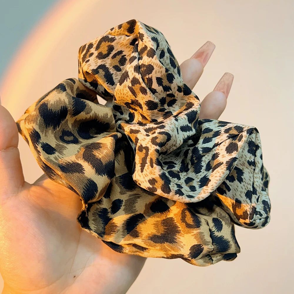 High Elastic Leopard Elastic Hair Bands Simple Vintage Hair Rope Ties Scrunchie Large Headwear Girls Women Hair Accessories