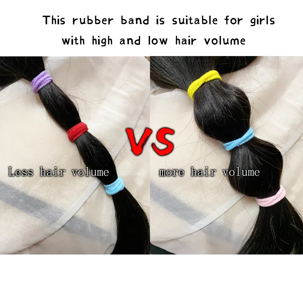 50PCS Colorful Basic Nylon Ealstic Hair Ties for Girls Ponytail Hold Scrunchie Rubber Band Kid Fashion Baby Hair Accessories