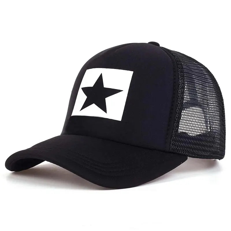 Five-Pointed Star Printed Baseball Net Caps Spring and Summer Outdoor Adjustable Casual Hats Sunscreen Hatcreen Hat