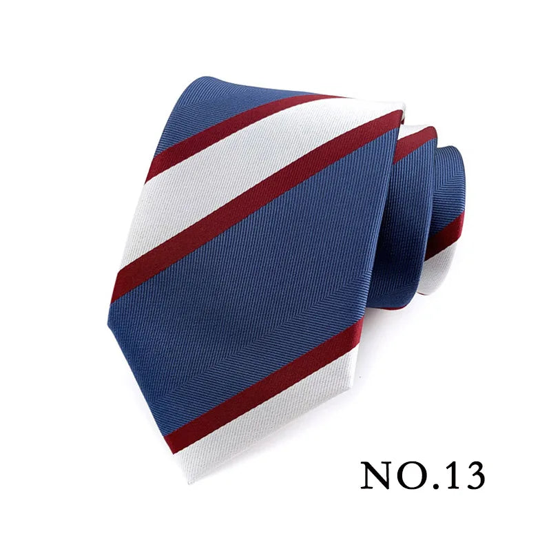 New 8cm Mens Tie Striped Patterned Man Necktie Neck Tie Jacquard Woven Ascot Cravat Neckwear For Gentleman Wedding  Party