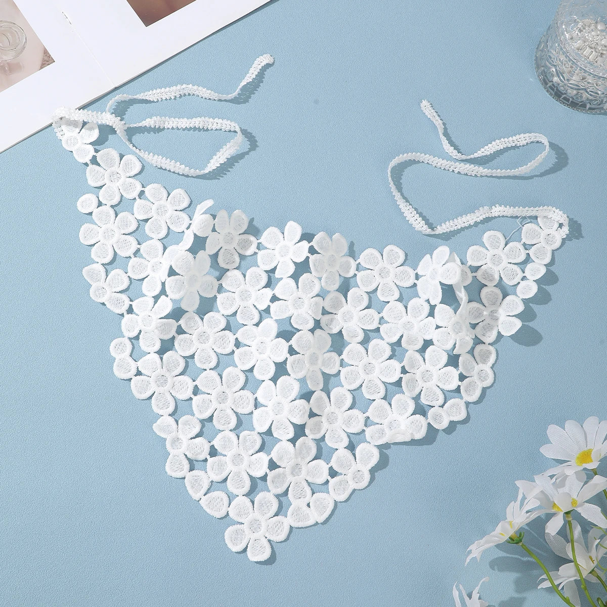 White Lace Bandana Floral Summer Woven Headbands Hair Band Women Outgoing Travel Retro Hair Accessories Headwear Turban Scarf