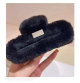 Autumn and winter trend imitation rabbit fur grab clip large square Maillard head shark clip multi-volume hair accessories