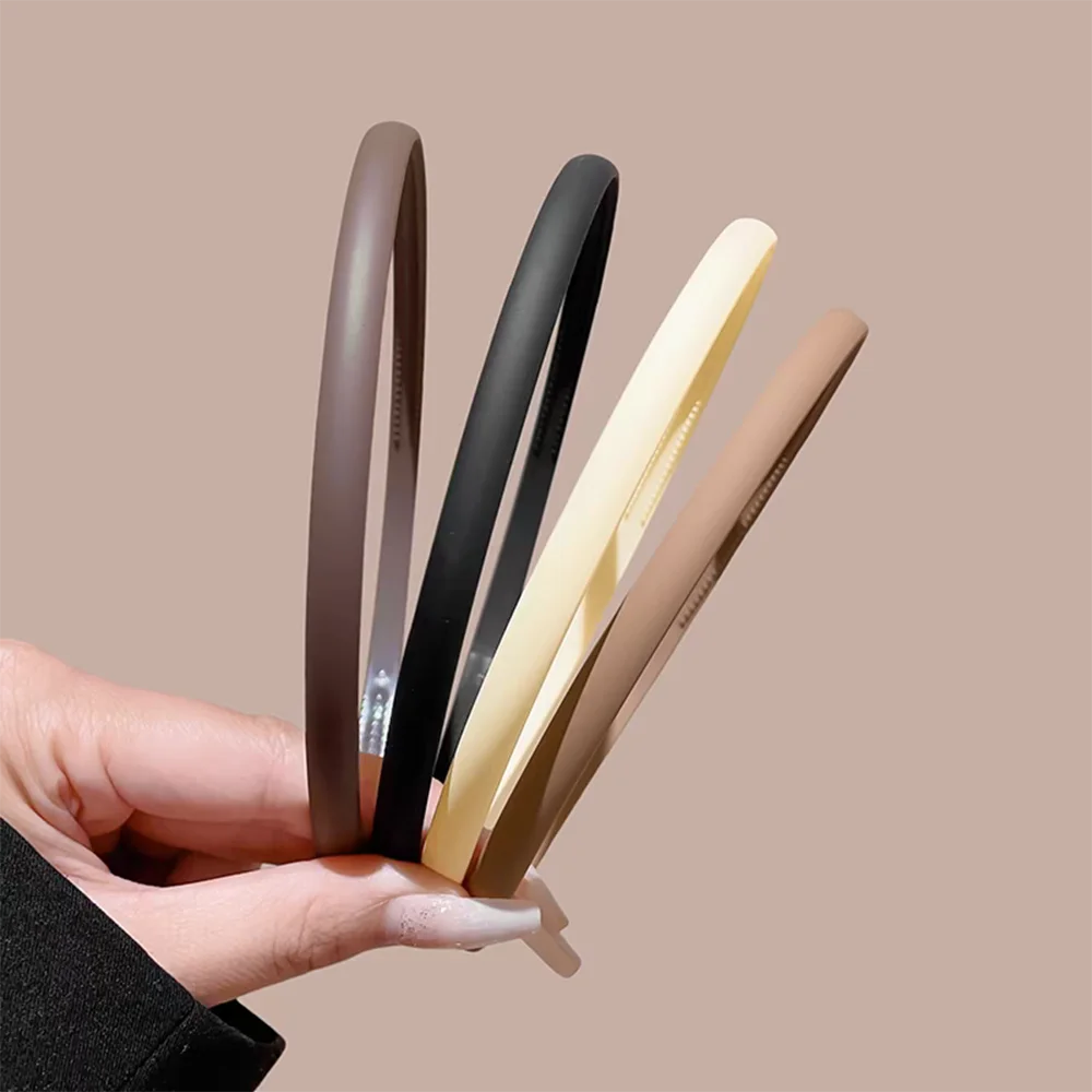 4pc European and American Black Khaki Style Hairbands Headbands for Women Men Versatile Girls Korean Daily Hair Accessories Tool