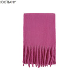 IOOTIANY 2023 Autumn And Winter Enlarged Warm Scarf Dopamine Solid Colour Tassel Scarve Female Casual Wool Shawl