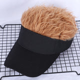 Men Women Casual Concise Sunshade Adjustable Sun Visor Baseball Cap with Spiked Hairs Wig Baseball Hat with Spiked Wigs
