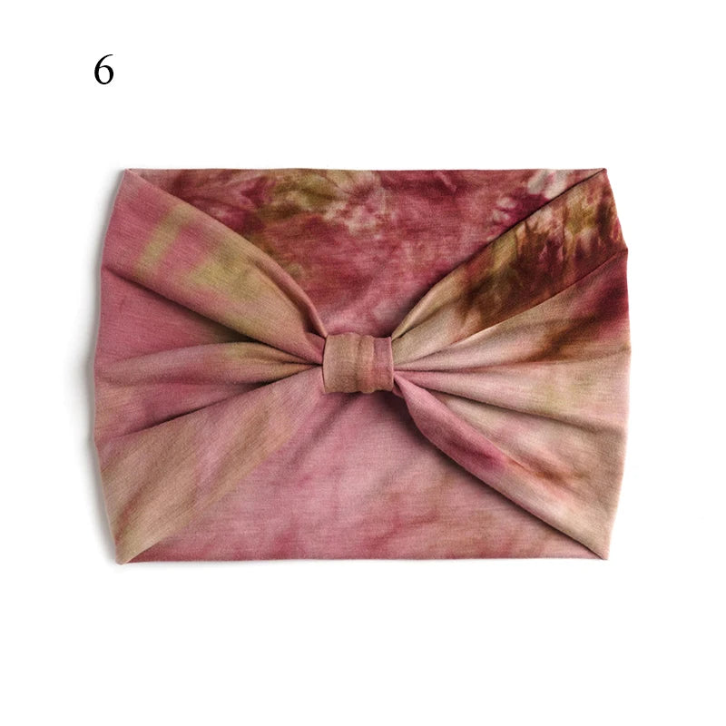 Bohemian Wide Stretch Headbands Multi-color Tie-dyed Yoga Sweatband Turban Head Wrap Bandana Women Hair Accessories Wholesale