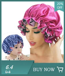 Women Satin Bonnet Cap Double Layer Silky Big Bonnet for Lady Printing Sleep Cap Head Wrap