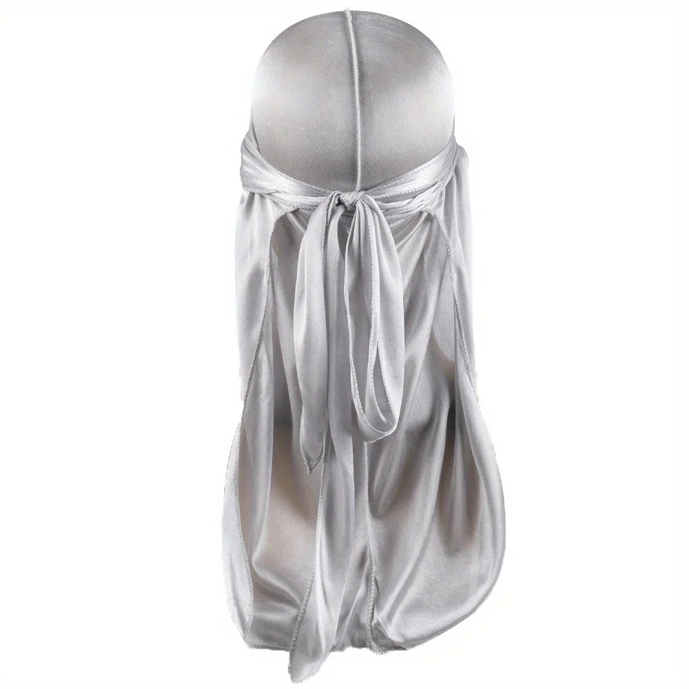 Men's Silk Durag Bonnet Bandana Silky Du Rag Doo Rag Long Tail Waves Cap