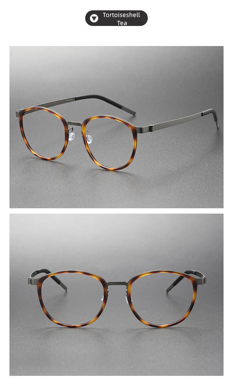 2023 Titanium Glasses Frame for Men Women Vintage Round Myopia Optical Eyewear Screwless Prescription Eyeglasses Frame Spectacle