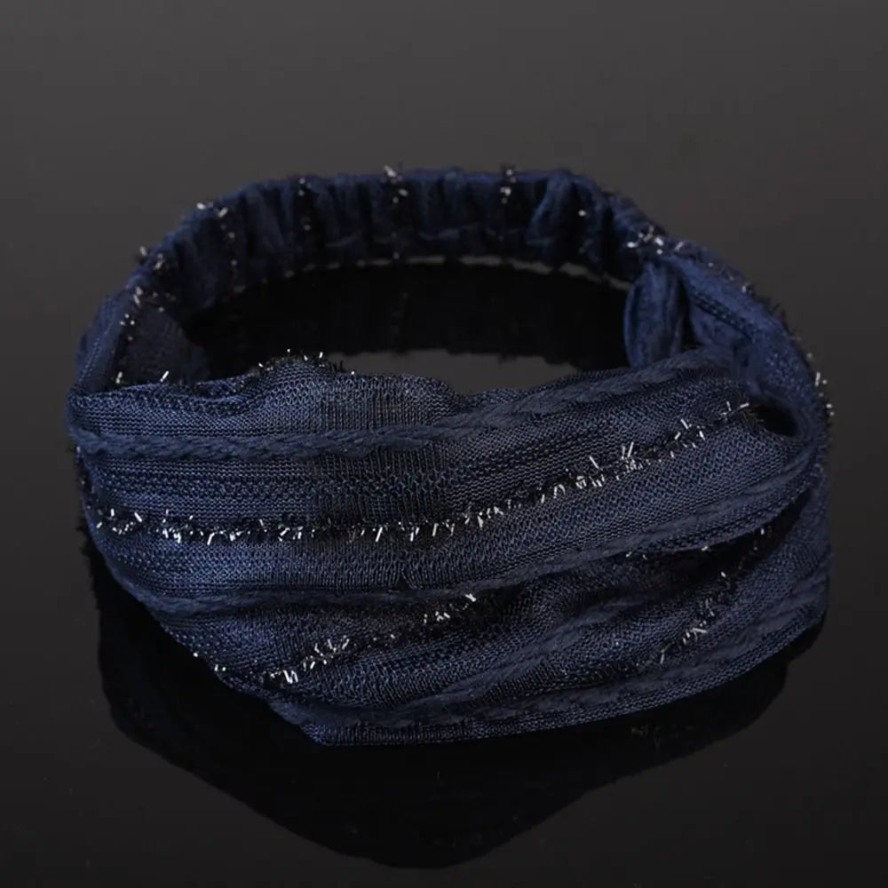 White Hair Elastic Hair Band Sequin Shiny Cloth Mother Hair Hoop Women Headband Korean Headwear Wide Hair Band Mesh Hairbands