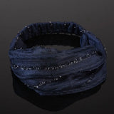 White Hair Elastic Hair Band Sequin Shiny Cloth Mother Hair Hoop Women Headband Korean Headwear Wide Hair Band Mesh Hairbands