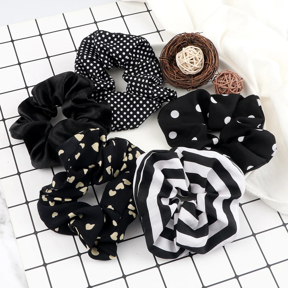 3/5PCS Black White Elastic Hair Bands for Girls Simple Basic Headband Women Rubber Band Hair Accessories Holder Scrunchies Gifts