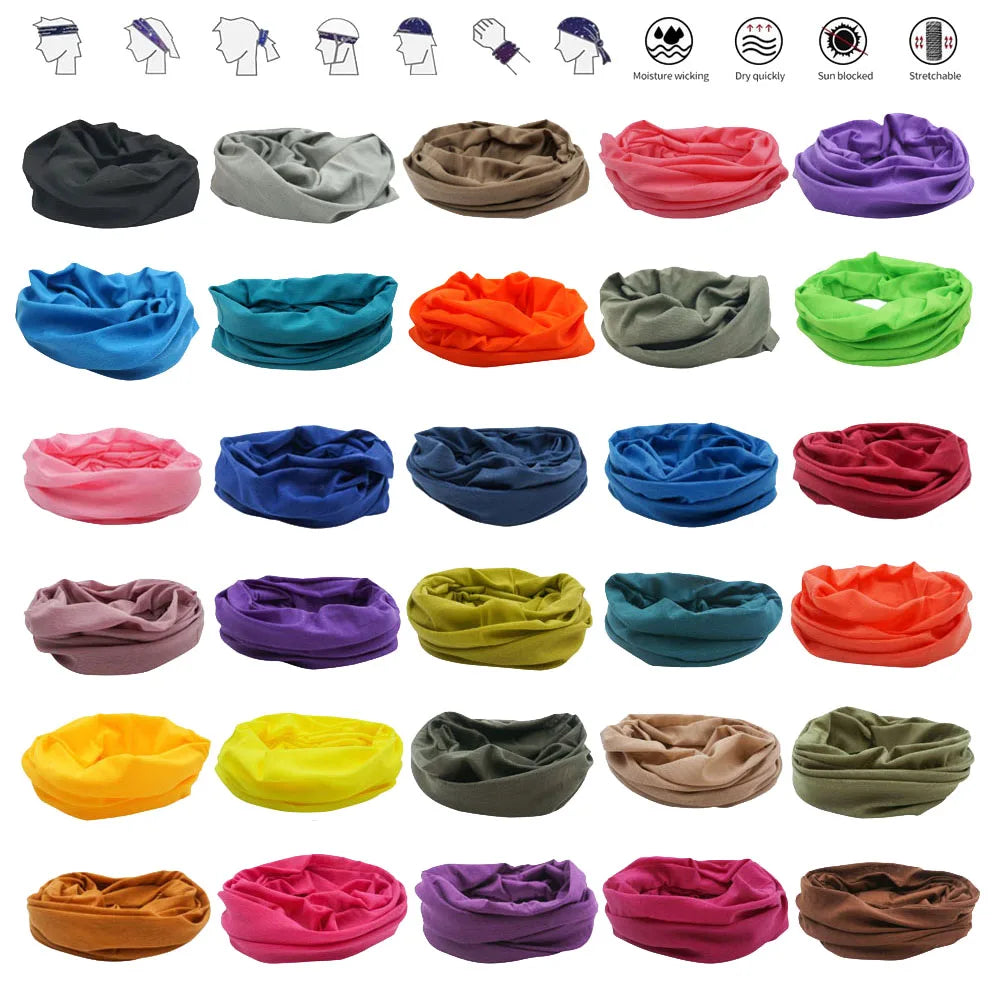 55 Solid Colors Outdoor Sports Headband Women Summer Bandana Men Dustproof Fishing Face Shields Tube Scarf Neck Gaiter DC001-055