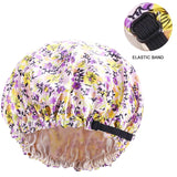 Adjustable Satin Silk Bonnet for Baby Sleep Cap Children Flower Print Satin Nightcap Girl Wash Makeup Cap Kid Sleep Night Bonnet