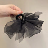 New Mesh Bow Grip Clip Female Ponytail Braid Hair Claw Clip Elegant Girl Hair Clip Hair Accessories Gift Headdress