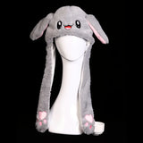 Women's Cute Beanies Hat Animal Rabbit Ears Glowing Moving Short Plush Warm Skullies Cap Autumn Winter Outdoor Travel Casual Hat
