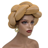 Exaggerated Big Braid Head Band African Raw Silk Turban Cap for Women Nigeria Wedding Party Headpiece Female Headband