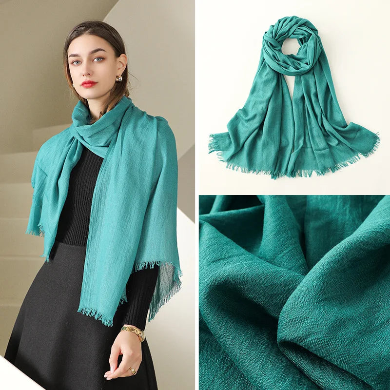 Fashion Soft Linen Cotton Scarf Shawls Muslim Large Hijab Plain Wraps High Quality Headband Long Scarves 190*100cm 1PC Retail